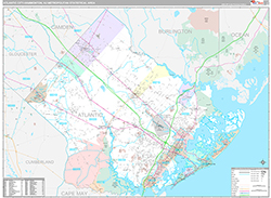 Atlantic City-Hammonton Metro Area Wall Map Premium Style 2026